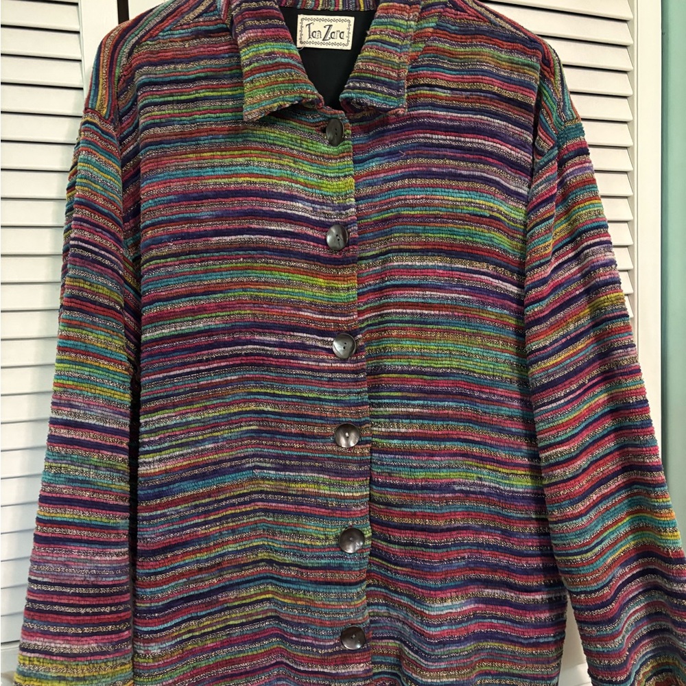 Vintage Tan Zara Women’s Multicolor corded Striped Jacket